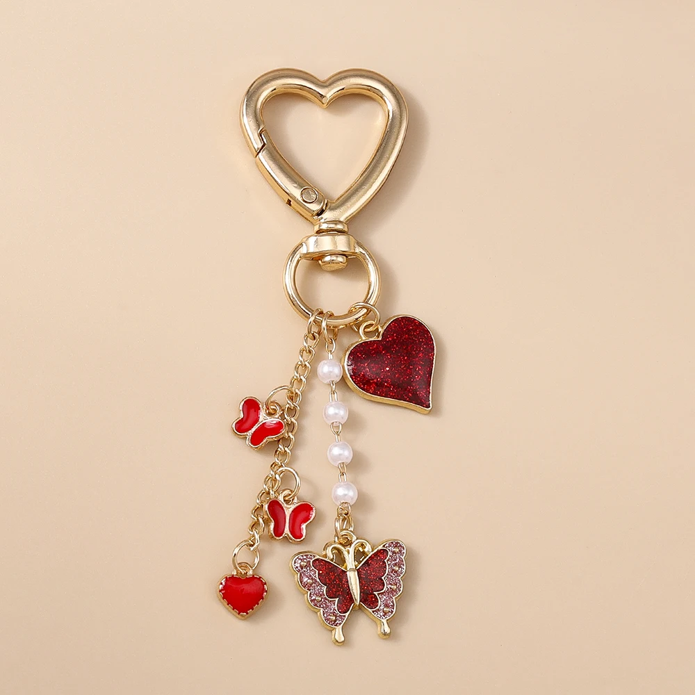 Aihua Y2K Schlüsselanhänger, modisch, niedlich, Liebesherzen, Schmetterling, Blume, Schlüsselanhänger, Ringe für Damen und Herren, Tasche, Rucksack, Hosen, Kette, Schmuck, Geschenke – Detail 9