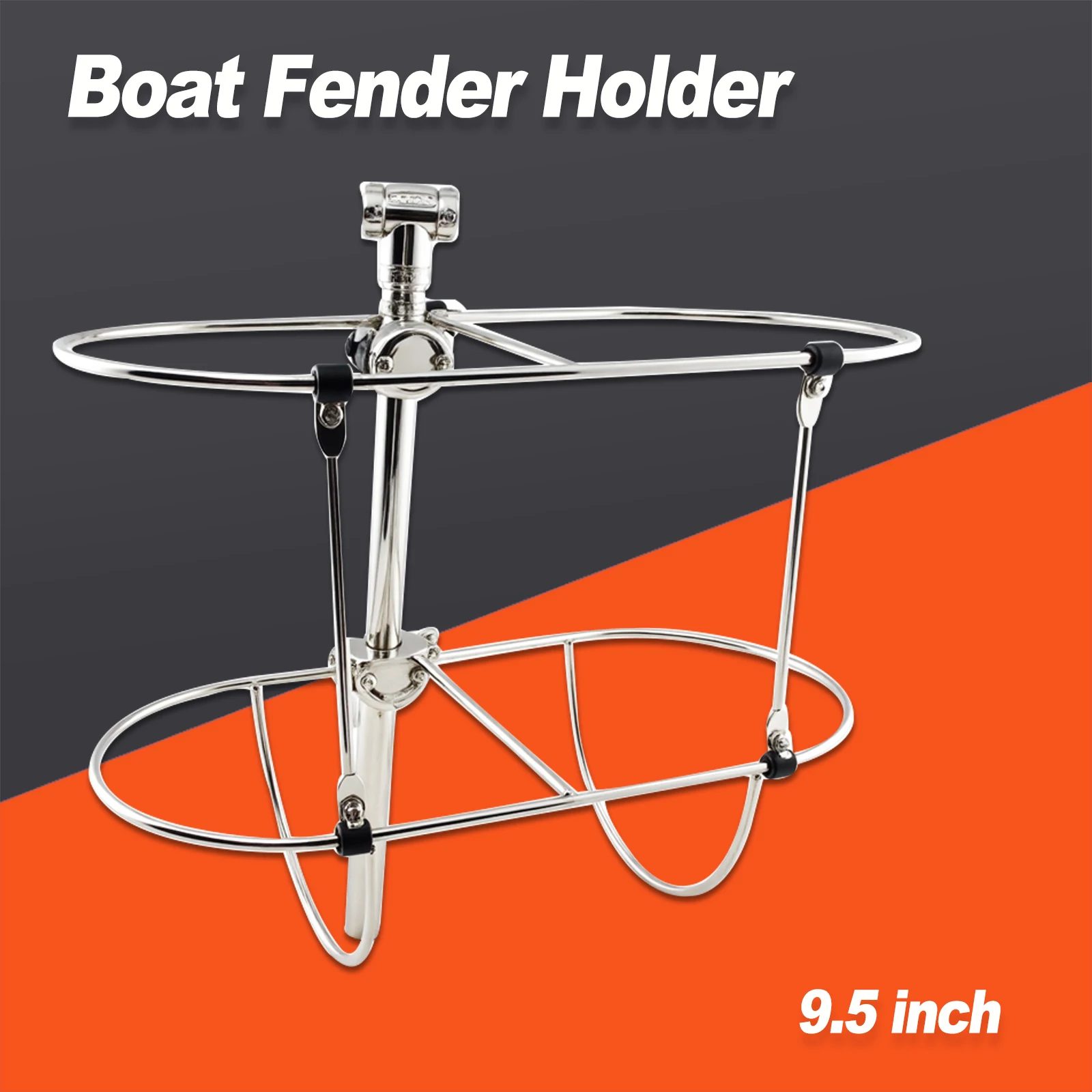 Rack de suporte de pára-choque duplo dobrável de aço inoxidável marinho de 9,5 polegadas para pára-choques de barco inflável