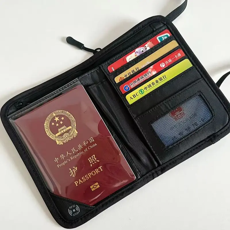 RFID Blocking Anti-Theft Passport Holder Wallet, Waterproof Crossbody Travel Document Organizer, Lightweight Mini Card Pouch