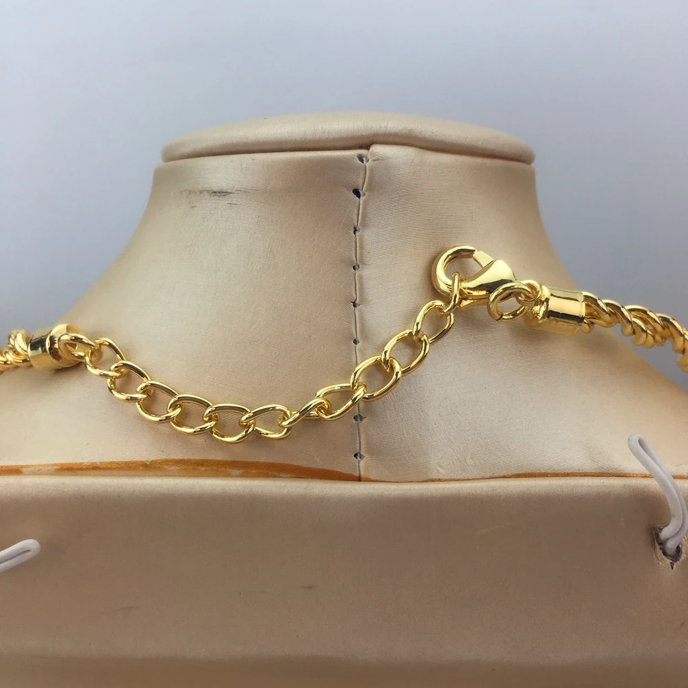 New Trendy Women Jewelry Set Brazilian Gold-Plated African Wedding Bridal Big Flower Pendant Necklace Gifts FHK18841