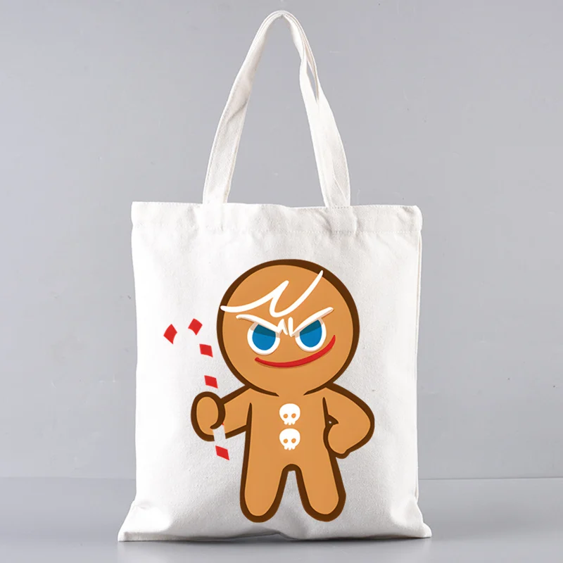 Shadow Milk Cookie Run Kingdom Pure Vanilla Cookie Women Canvas Tote Bags Handbags Shoulder Bags Shopping Handbag