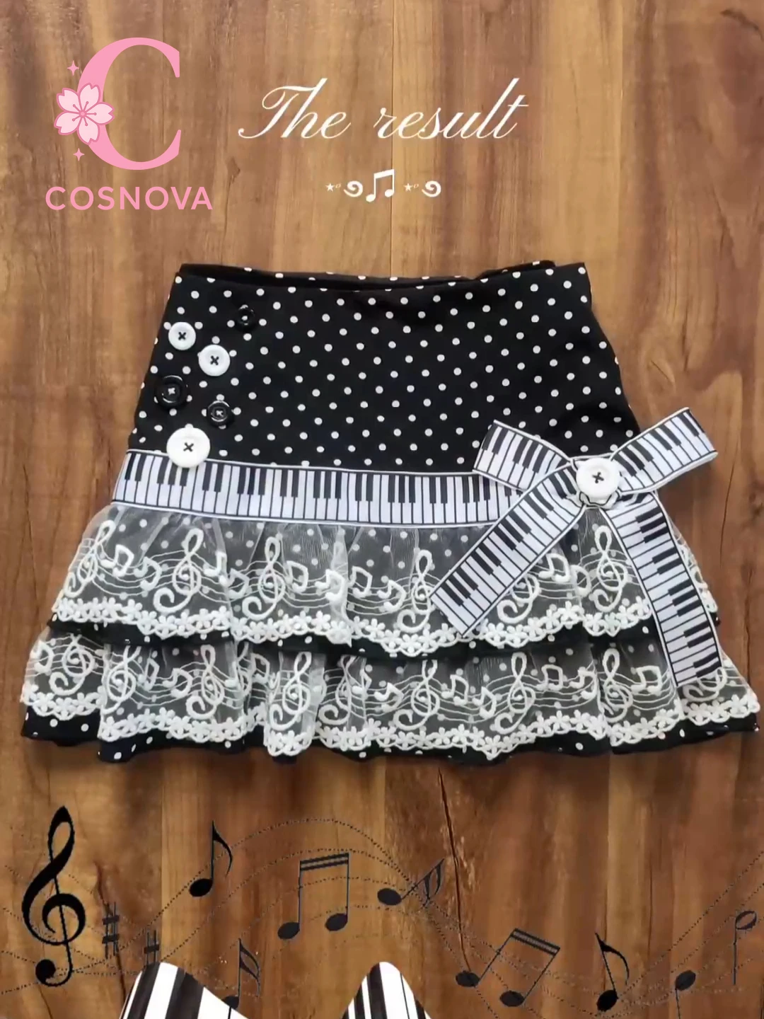 キュートなピアノミニスカート レディース パンク ブラック ホワイト ピアノキー柄スカート Y2K スリムウエスト ラッフル Aラインスカート 夏 韓国風 シック 女性用