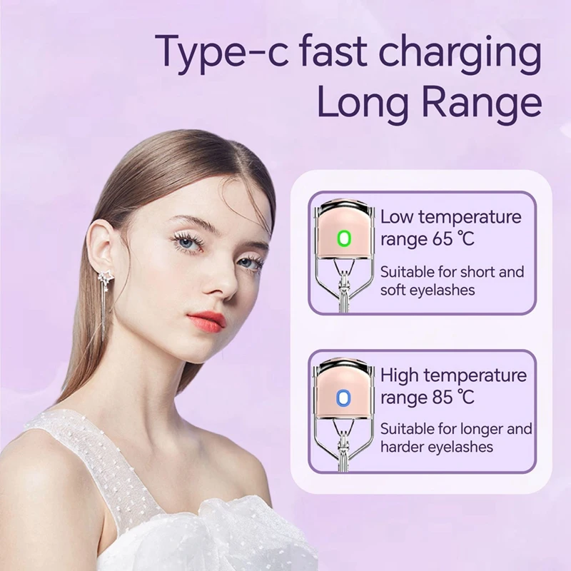 USB Charging Model Electric Eyelash Curler Fast Heating Portable Eye Lash Perm Lasting Curling Thermal Eyelash Clip