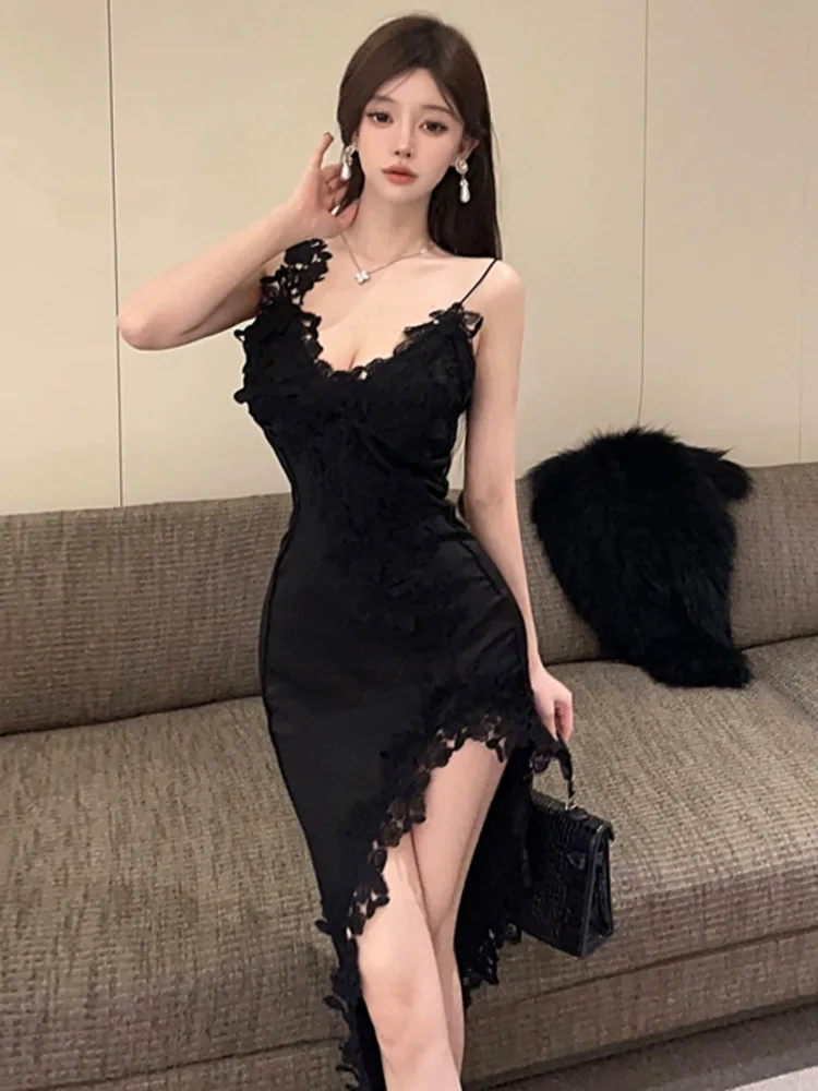 Kant Lijn Dans Kostuum Latin Vrouwen Split Jurk Pole Jazz Slim Fit Straat Backless Rave Kpop Stadium Slijtage Samba Kleding 2024