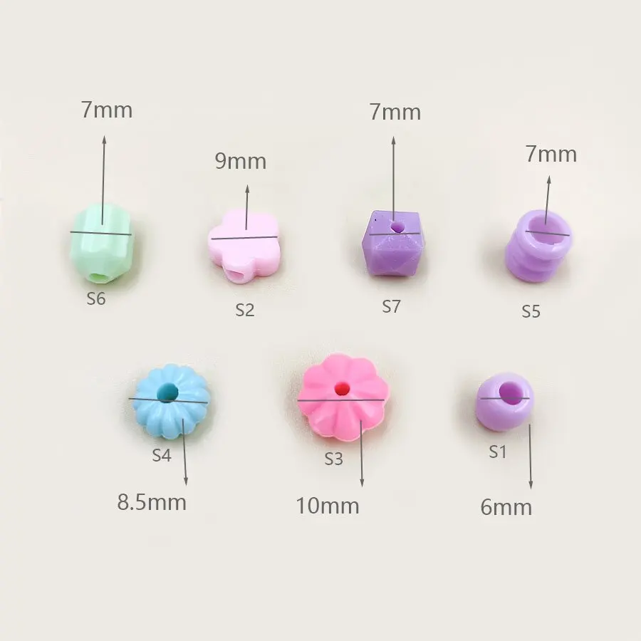 40pcs/bag Loose Mix Cute Acrylic Beads with Hole For Crafted Flower Geometry  Children Necklace Bracelet Pendants Jewelry Making