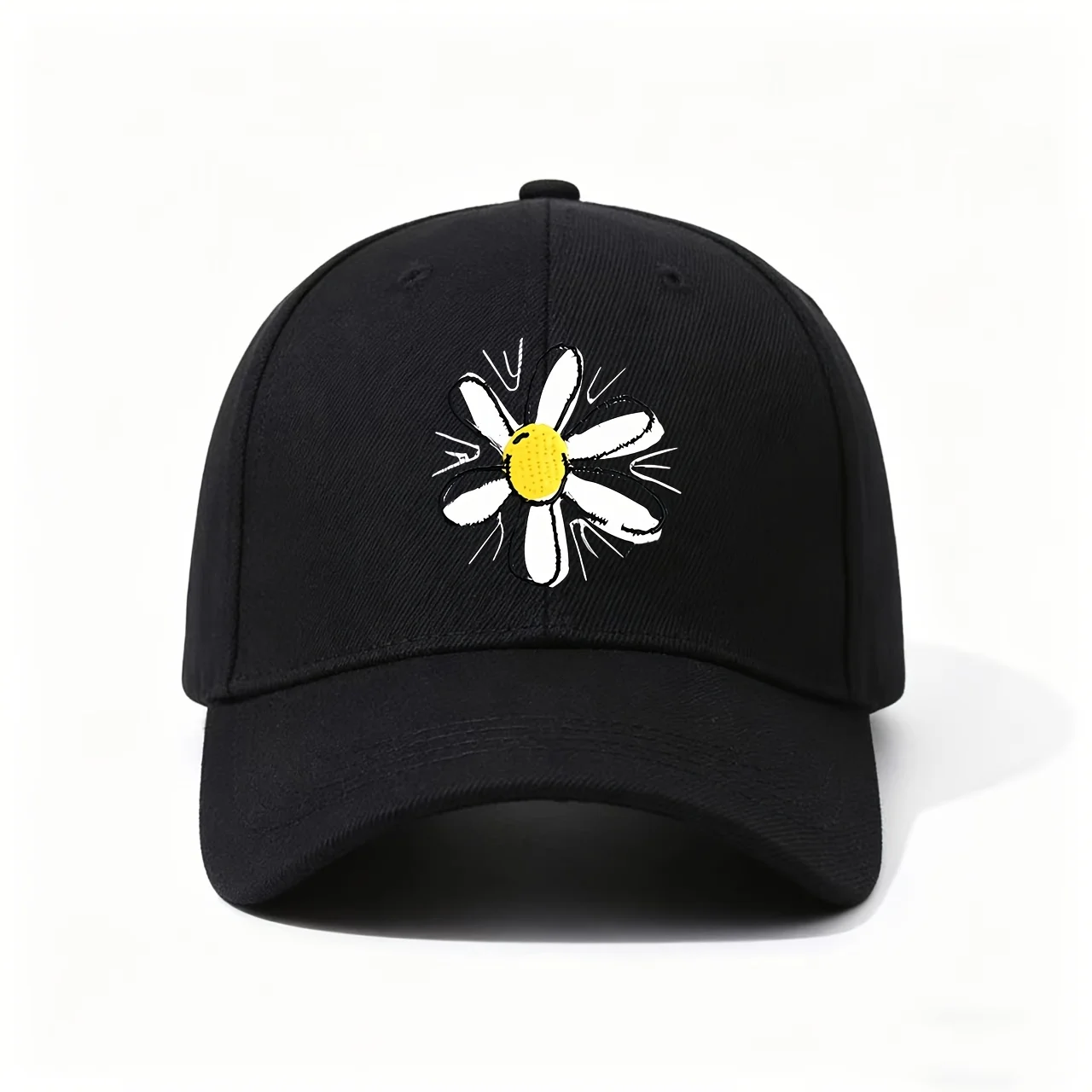 Daisy Flower Pattern Baseball Cap, Suitable for Daily Outings, Beach Vacations, Campus Commuting, And Sports Fitness. Adjustable