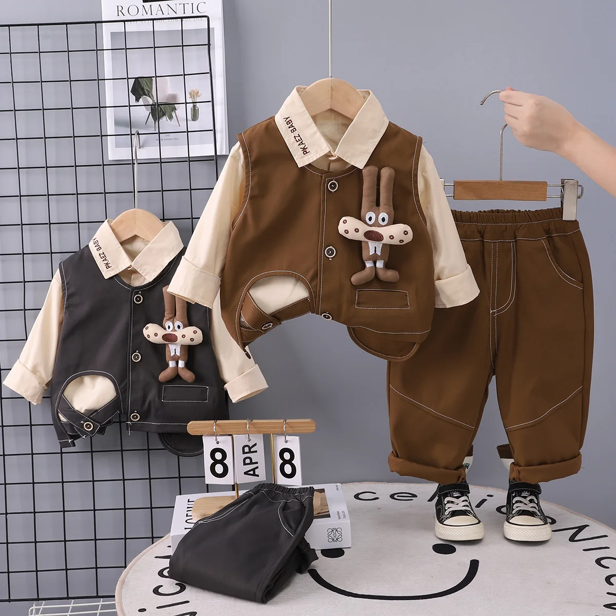 

Spring Chidren Clothing Set Cotton Boys Cartoon Vest+Shirt+Pants 3pcs/Set For Toddler Outfits Baby Boy Clothes Sets 1-5Years