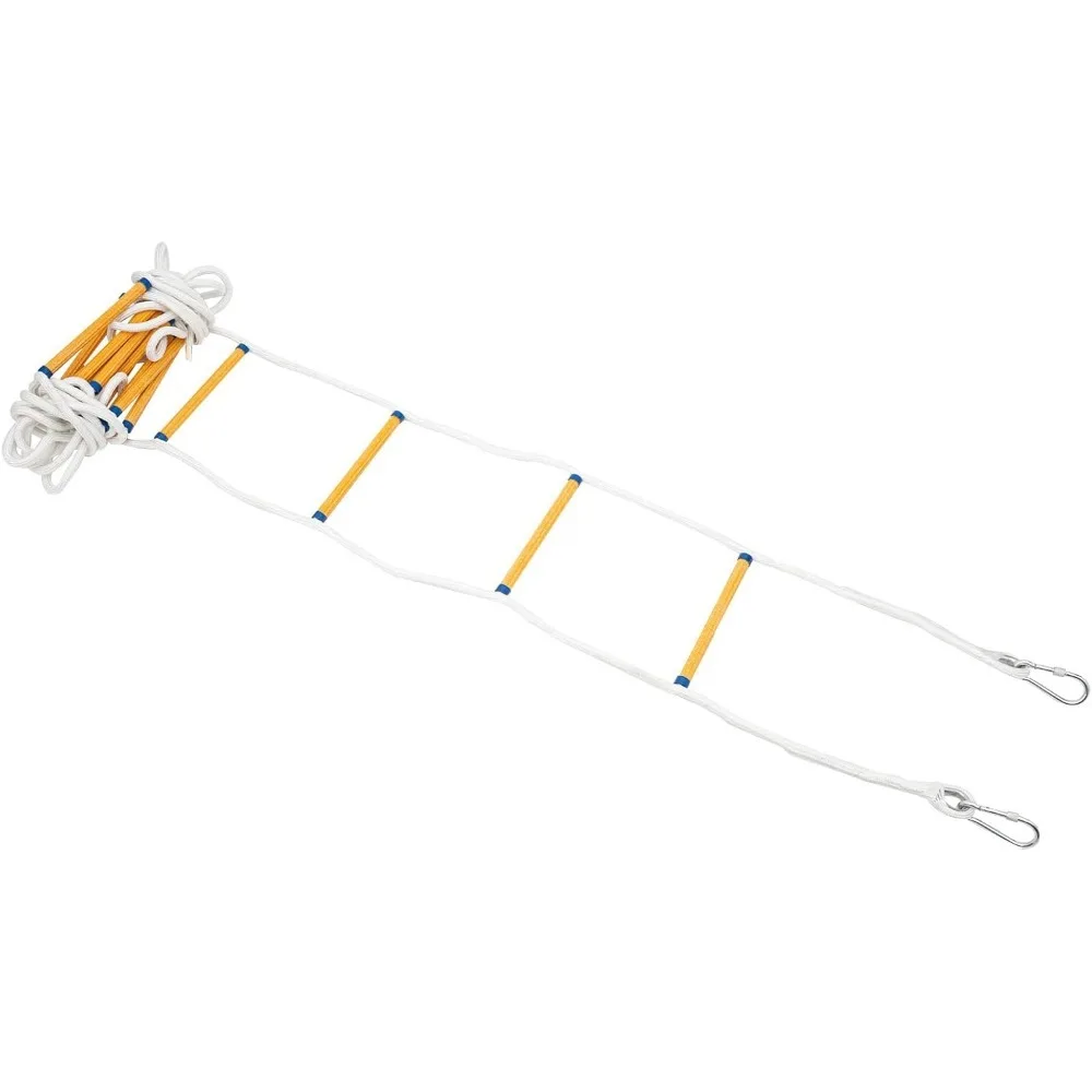 10m Fireproof Rescue Ladder Rope Ladder with 2 Carabiners for Fire Brigade Rescue House Tree Load Capacity up to 200 kg