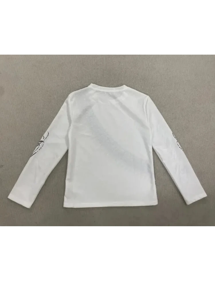 Harajuku Aesthetics Versatile Tees Y2K Bullet Letter Printed Long Sleeved T-shirts American Retro Street Style Casual Loose Tops