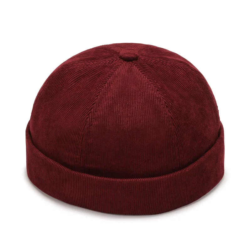 Mowen\'s Corduroy Beanie Hat Korean Version Street Hat Beanie Melon Skin Caps Fashion Versatile Adjustable Guppi Hip Hop Hat