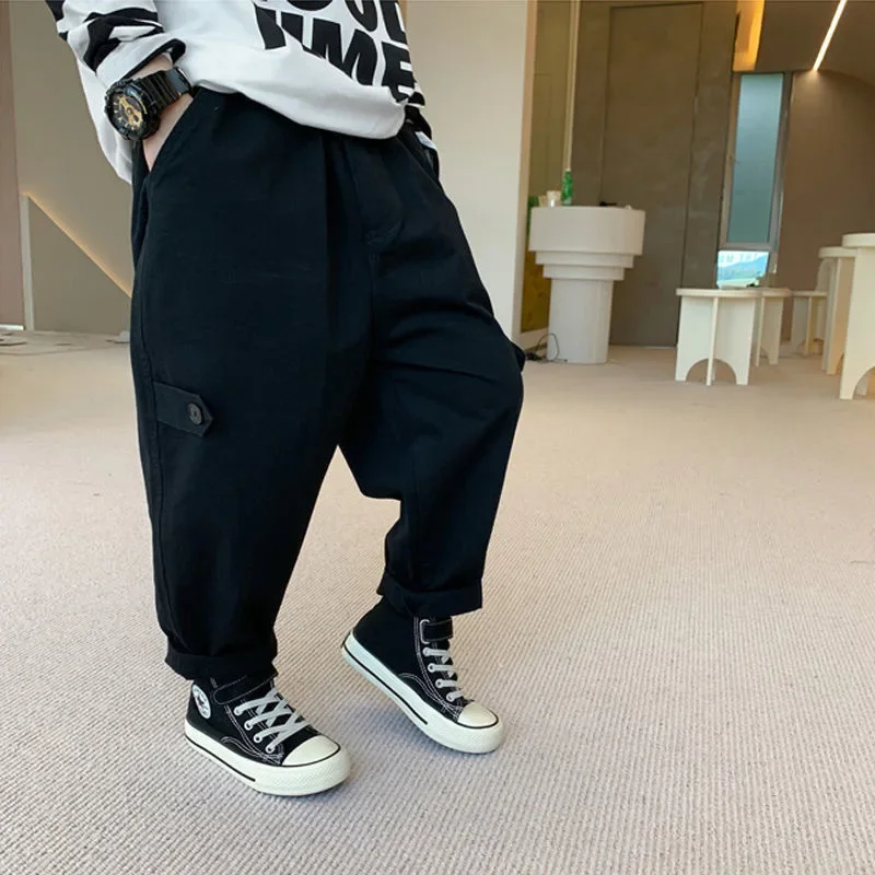 Boys Casual Pants Autumn Loose Trousers for Kids Children's Cross-pants Teenager Cargo Pants Teenager Harem Pantalones