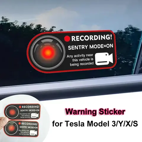 Tesla Model 3 Y X S 센트리 모드 레코더 정적 스티커 자동 조종 장치 경고 정전기 스티커 용 차체 경고 스티커