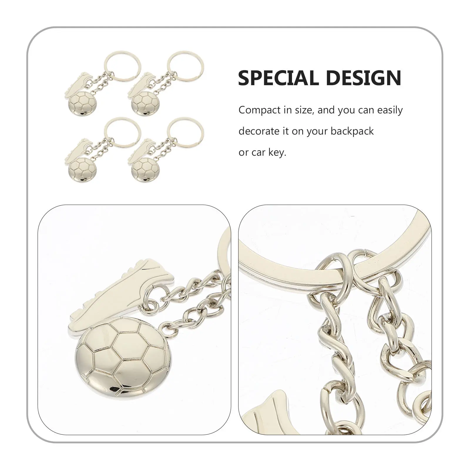 

Набор из 4 брелоков в виде футбольных мячей из цинкового сплава, устойчивых к ржавчине, для спортивного декора, подарков и сувениров для вечеринок