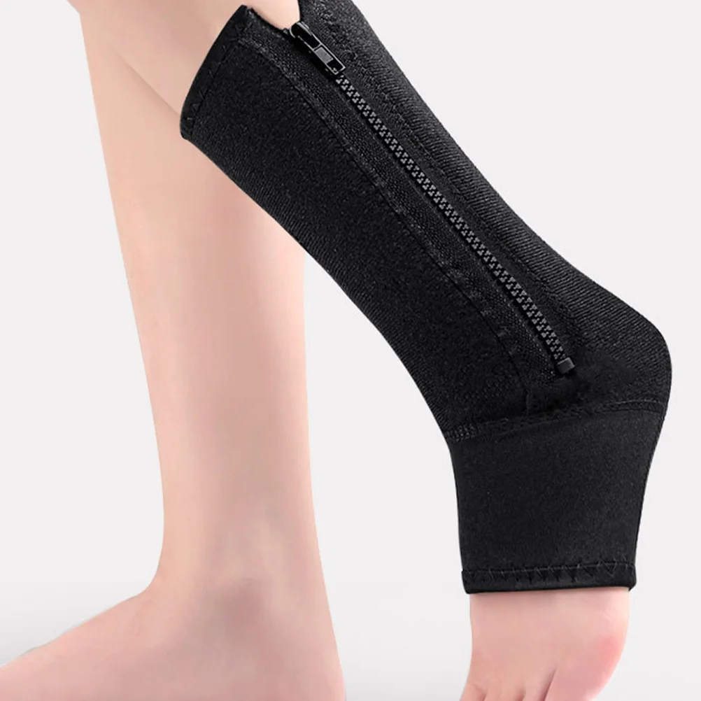 2 Pcs Sports Ankle Guard Leg Sock Cover Zipper Foot Socks Fixed 2pcs (Black) Football Sleeve Brace Braces for Women Support