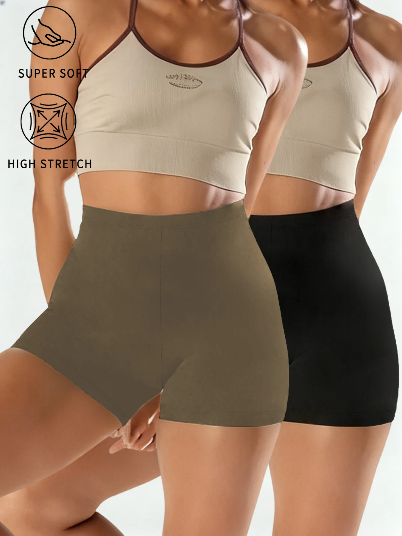 

2 пары супермягких шорт для женщин, высокая эластичность, непрозрачные, для тренировок, йоги, бега, велоспорта, фитнеса, спорта