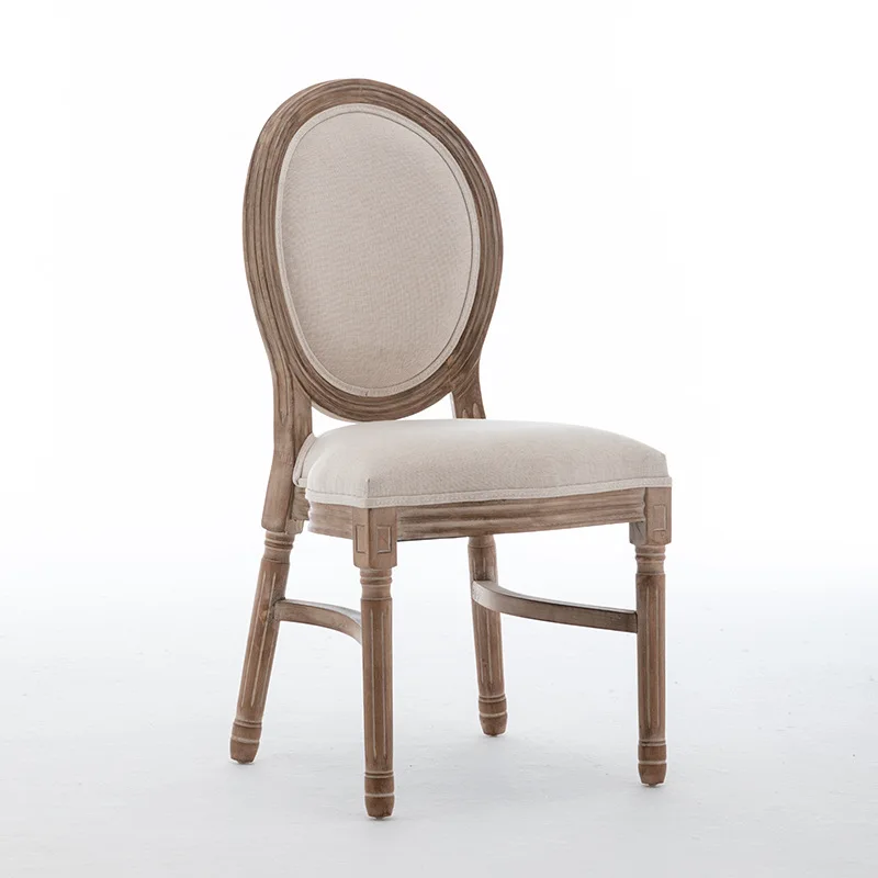 Solid wood retro home restaurant dining chair Louis backrest stool Nordic American simple country stacked chair