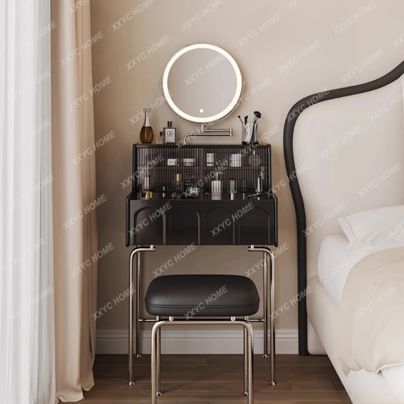 

Dresser Small Black Solid Wood Makeup Table Retro Bedroom Mini Dresser