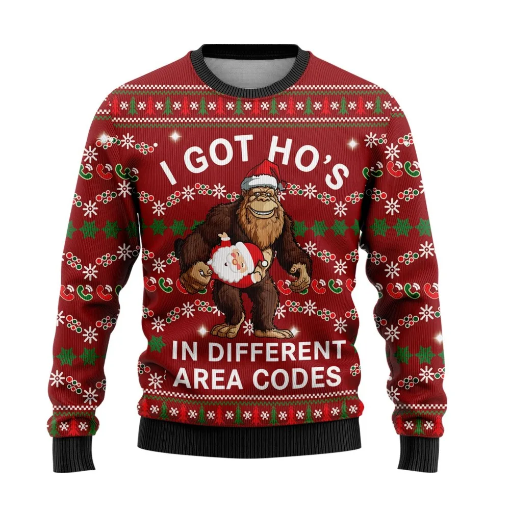 سترة عيد الميلاد القبيحة المريحة للرجال والنساء، ملابس عاشق الموضة، بلوزات دافئة، سترة الشمبانزي