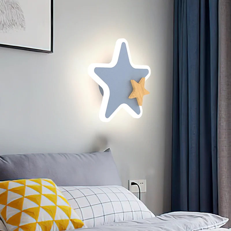 Modern Cartoon Rocket LED Wall Lamp Kid Room Children\'s Bedroom Decaration Bedside Creative Cute Moom Star Wall Lighting Lustre