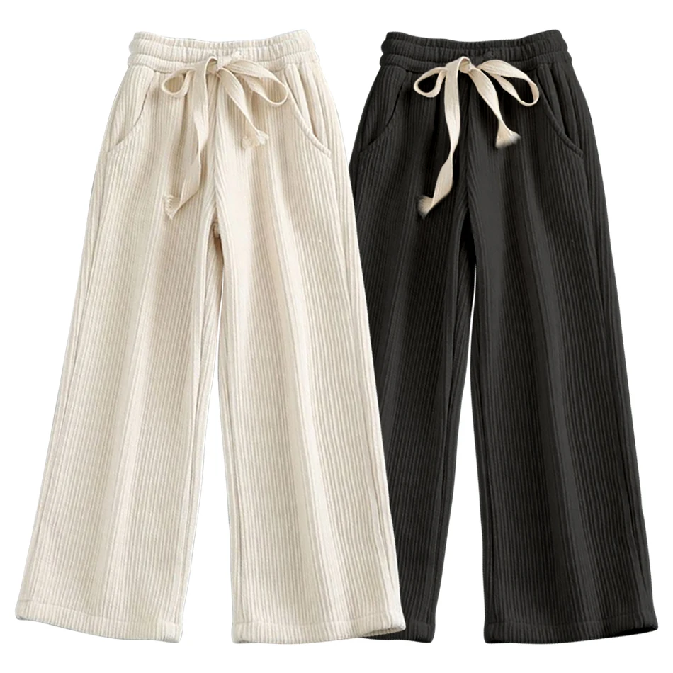 

Широкие брюки для девочек, повседневные весенне-осенние модные свободные удобные брюки с эластичной резинкой на талии для детей-подростков, верхняя одежда, модный 2025 г.