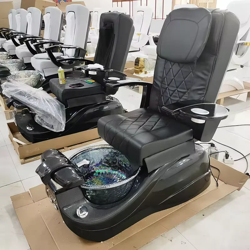 

Modern Nail Salon Equipment Led Lights Foot Care Spa Chair Electric Massage Pedicure Chair Beauty Salon Furniture Massage Table