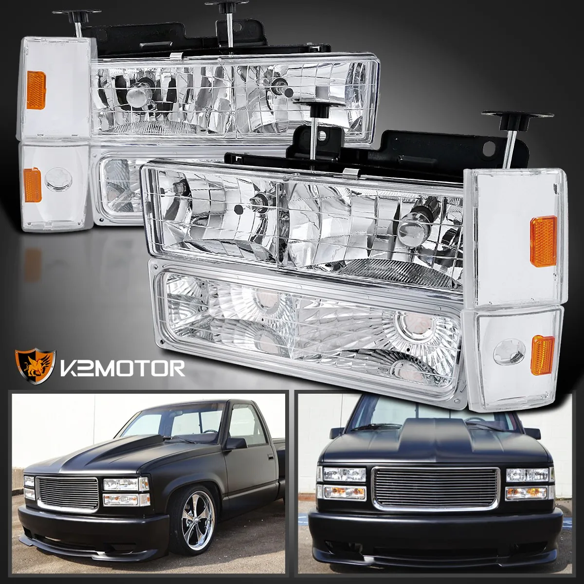 

Подходит для Chevrolet GMC C10 C/K Sierra Yukon 1988-1993 годов: фары + угловые фонари + бамперные фонари