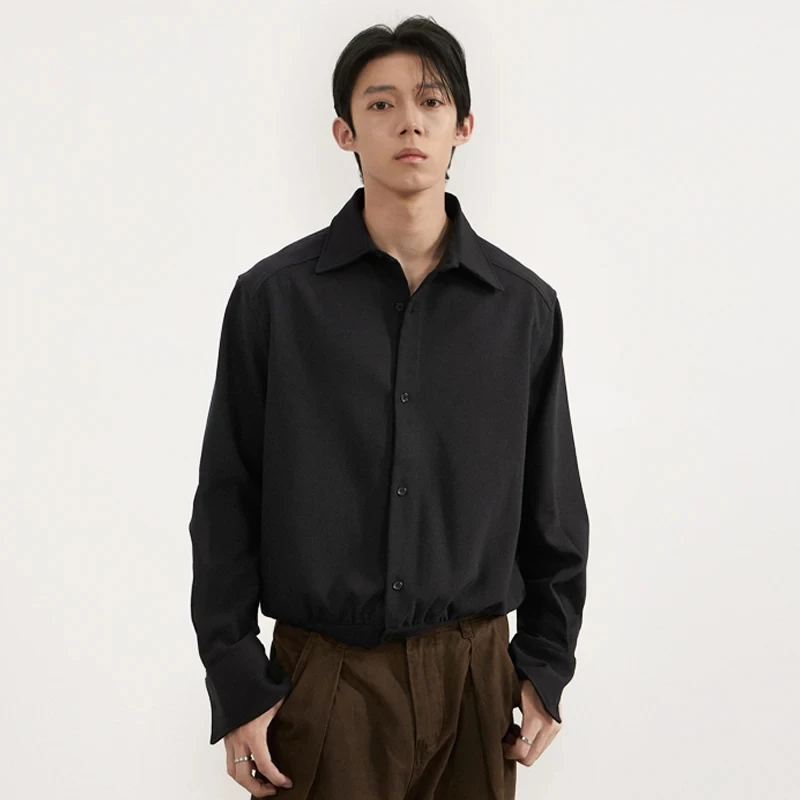 Shirt Style Coat Men Long Sleeve Loose Casual Short Shirts Jacket Japan Korean Fashion Unisex Blouse Male Spring Autumn Clothing