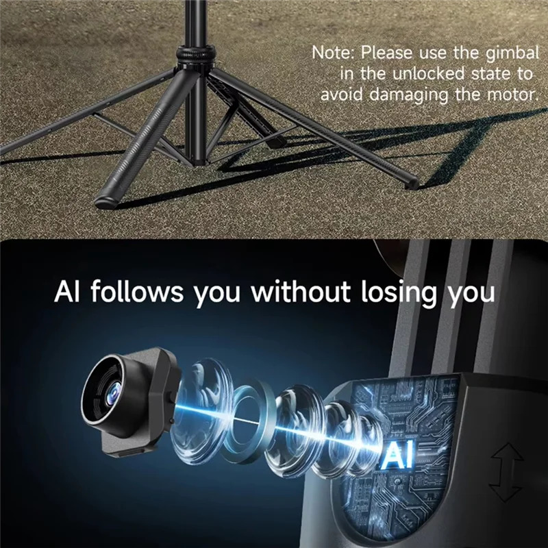 A13E-C17 Monopod 360° Auto-Rotation AI Tracking Shootings Tripod Bluetooth Shutter For Phone Holder Wireless Selfie Stick