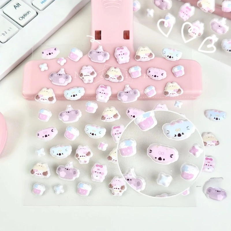 

New Kawaii Korean Cartoon Koala 3D Puffy Stickers Cute Raised Decals for DIY Crafts Journal Water Bottle Phone Case Decoration