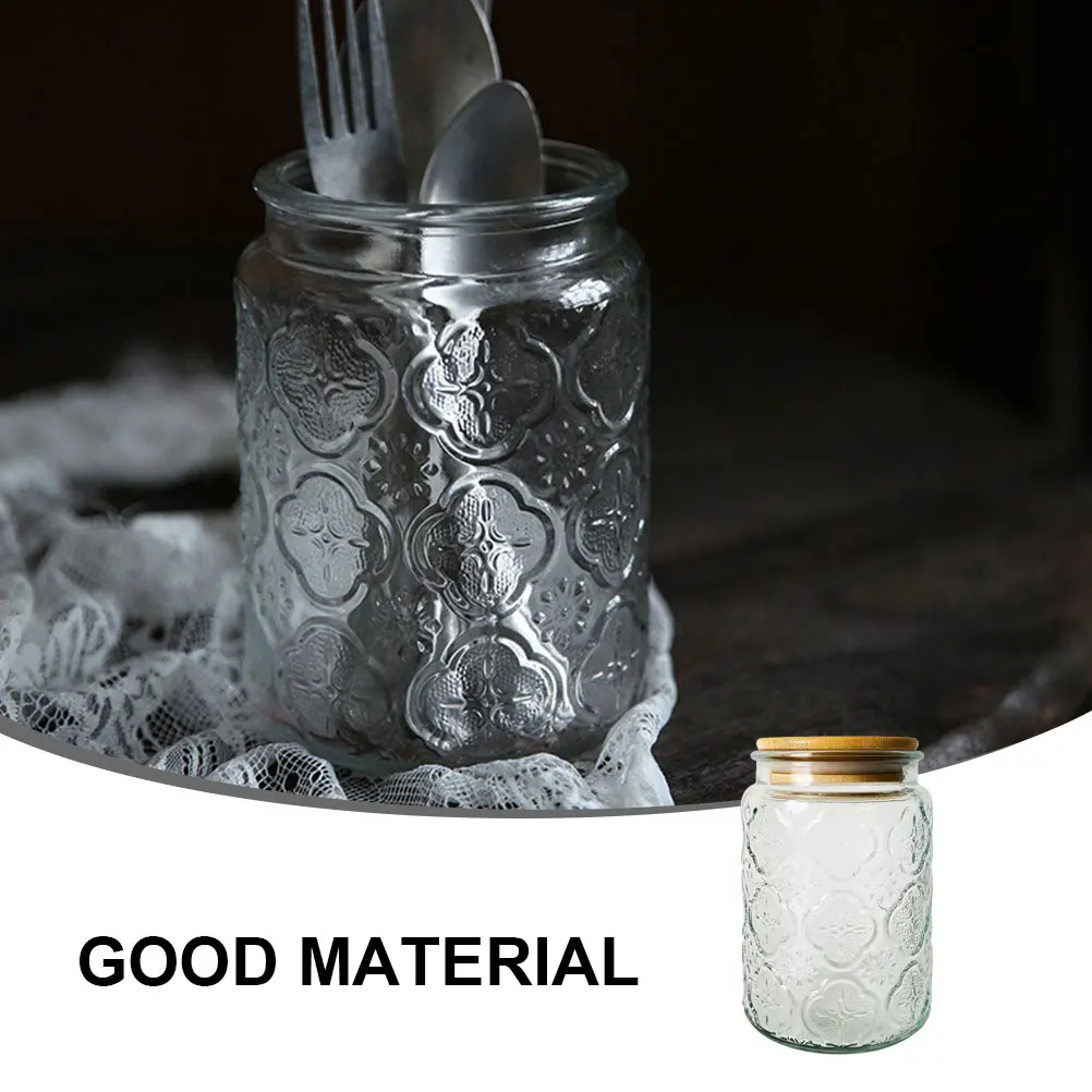 

1Pcs Glass Sealed Jar with Bamboo Lid Multifunctional Food Storage Container for Tea Cereals Dry Fruits Kitchen Organization