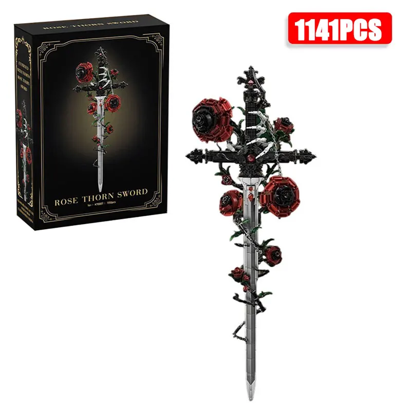 1150PCS Gothic Flower Sword Building Blocks Roses Bouquet Skull Sabre MOC Model Art Assembly Bricks Toy Home Decoration Gift