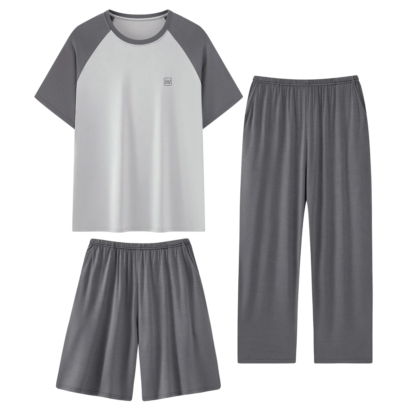 Men Pajamas 3 Pieces Modal Sleepwear Pijamas Hombre Home Wear Home Clothing Raglan Sleeve Sleep Lounge Wear Pyjamas Male 3XL 4XL
