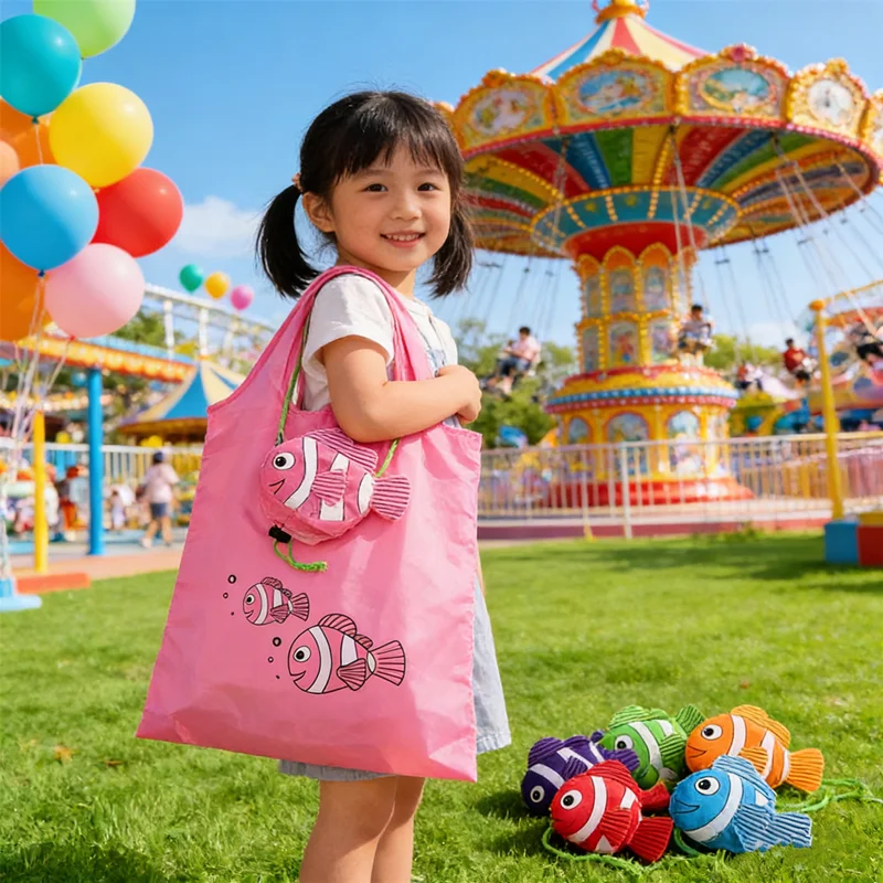 HUAHUAAttractiva bolsa de compras plegable con diseño de peces tropicales; Tote de supermercado ecológico, reutilizable y de gran capacidadHUAHUA