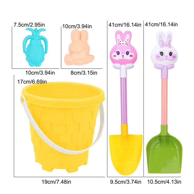 Sand Toy Set 5PCS Sand Bucket And Shovel Set Funny & Summer Party Playsets For Kids Ages 3-12 Toddler Outdoor Activities