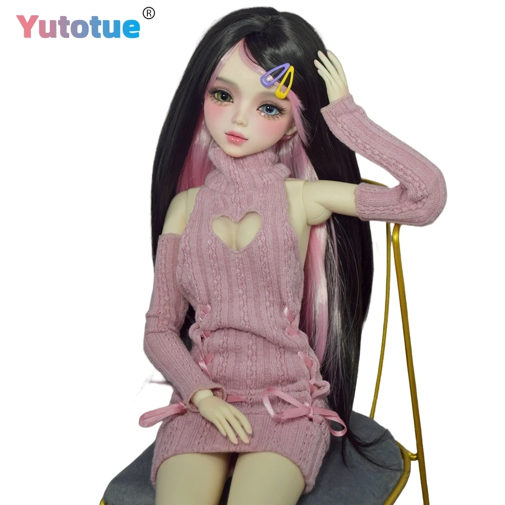 YUTOTUE 22 inch Height Female Doll with Handpainted Makeup Changeable Two color Eyeballs 1/3 BJD Doll Toy