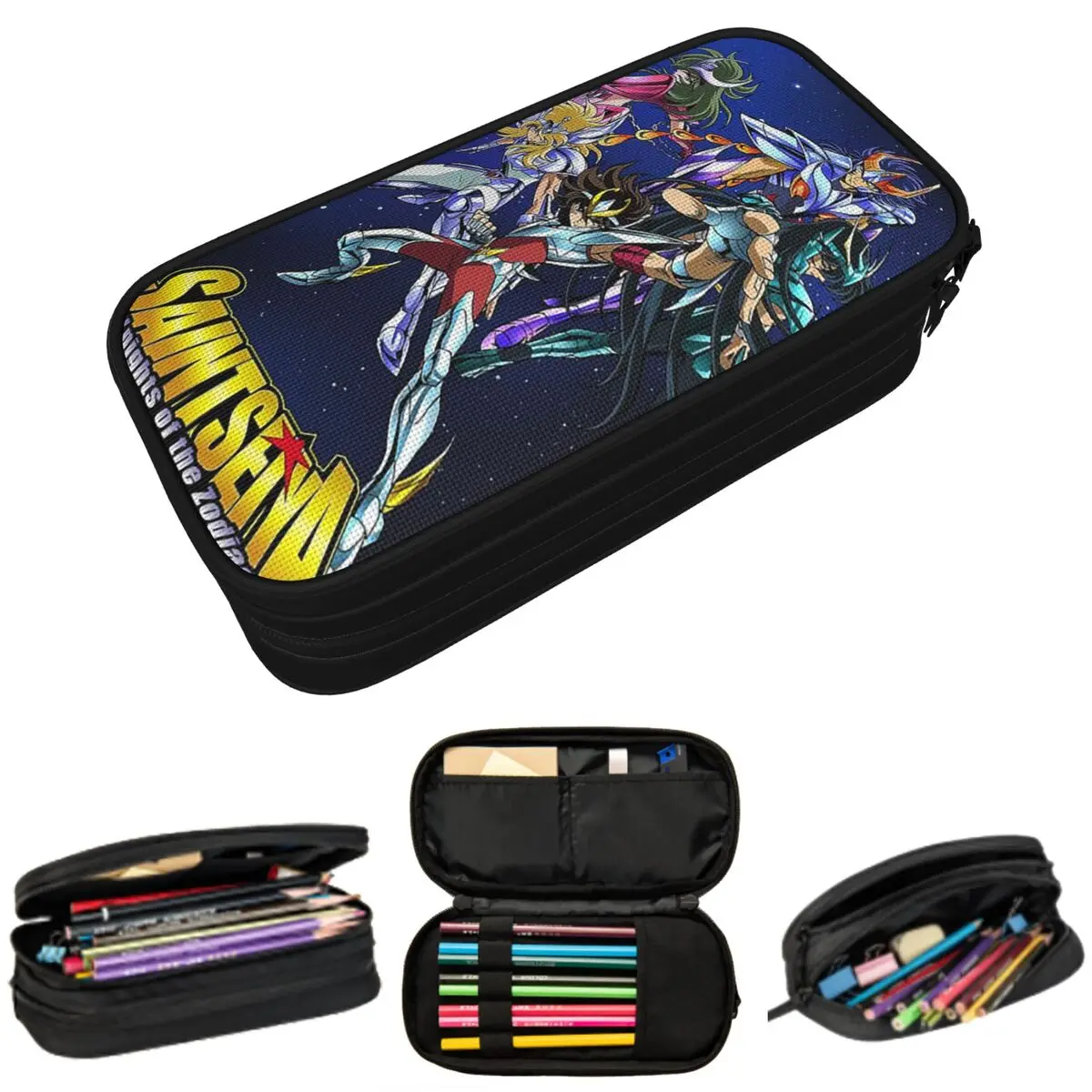 

Anime Knights Of The Zodiac Saint Seiya Pencil Case for Kids Gifts Pen Box Pencil Bag Stationery Supplies Pen Holder Bag