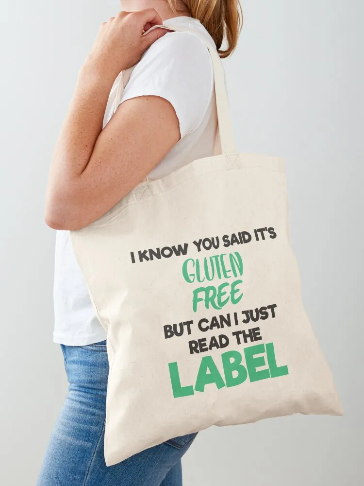 

Celiac Disease Gluten Free Read The Label Gluten Intolerant Gift Tote Bag canvas tote bags bags luxury women Women's beach bags