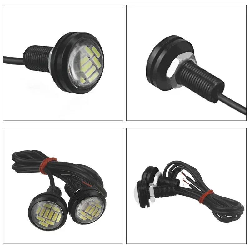 2 uds Eagle Eye LED 23mm 4014 12SMD luces de señal de giro de respaldo de circulación diurna para coche lámparas de matrícula de coche blanco