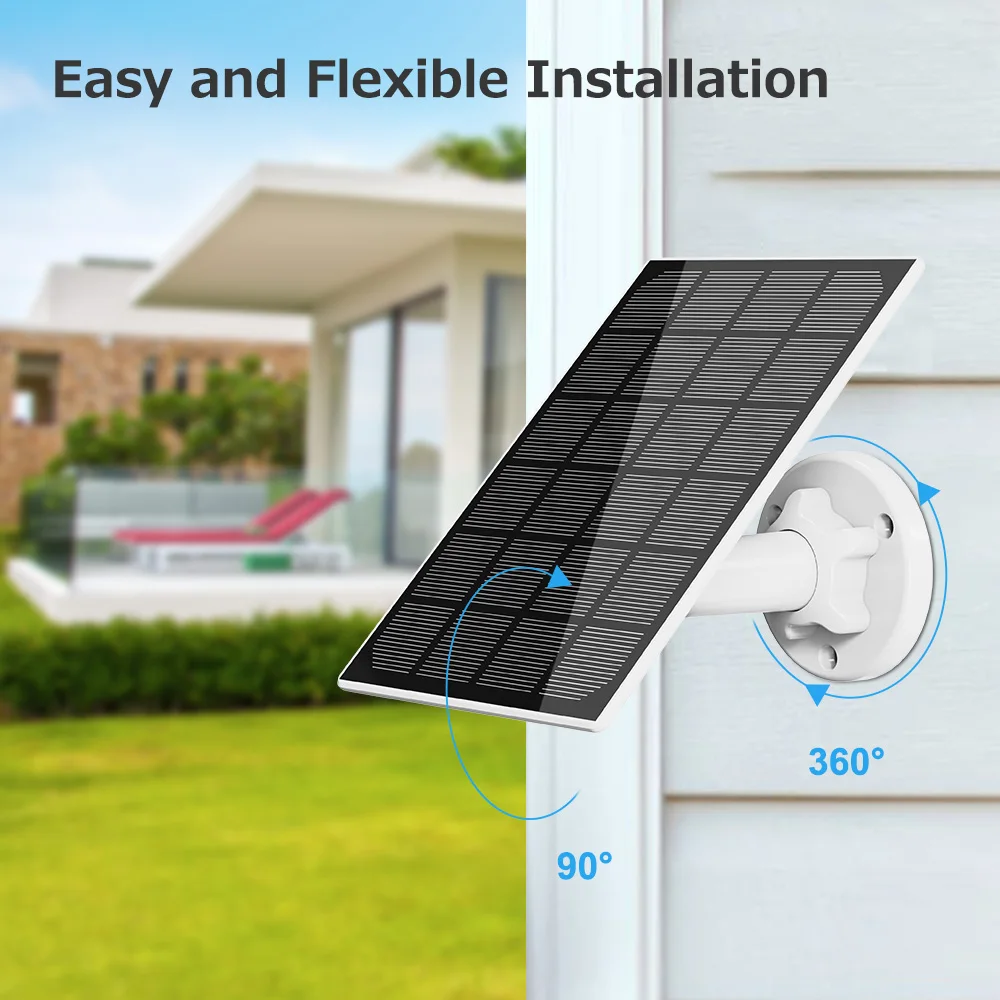 Unilook 3W Solar Panel For Outdoor Wireless Security Cameras Only Rechargeable Battery Powered（ Type C Interface） 10ft Cable