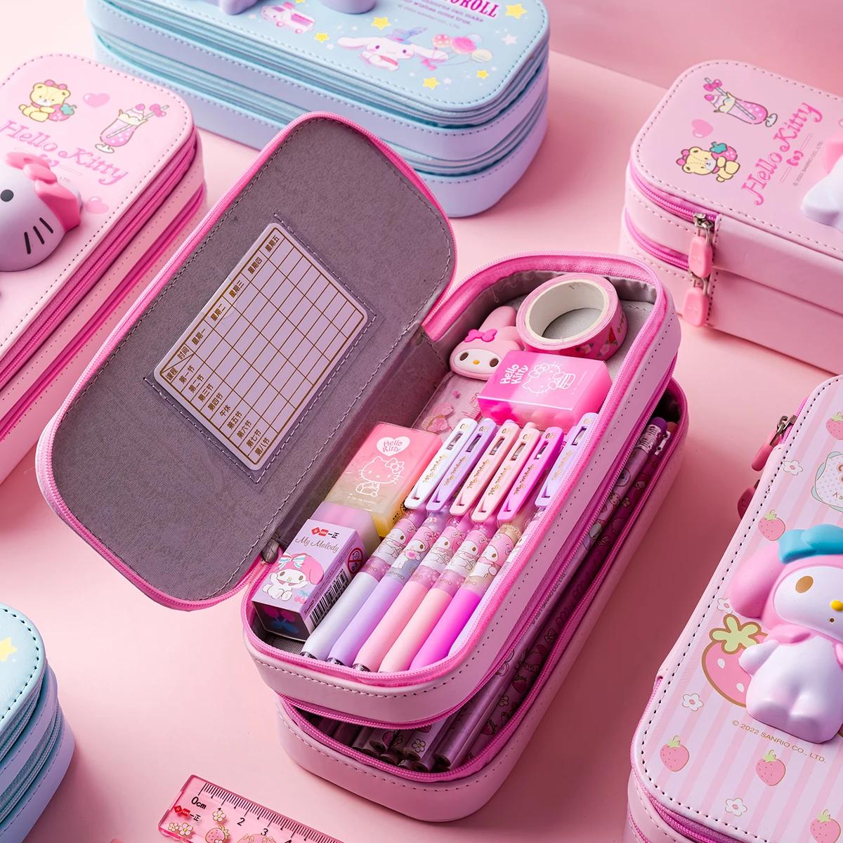 Imagem -02 - Grande Capacidade Kawaii Pen Case para Estudantes do Ensino Primário Bonito Bolsa de Lápis Bolsa de Armazenamento de Papelaria Macia para Meninas Kiity Case