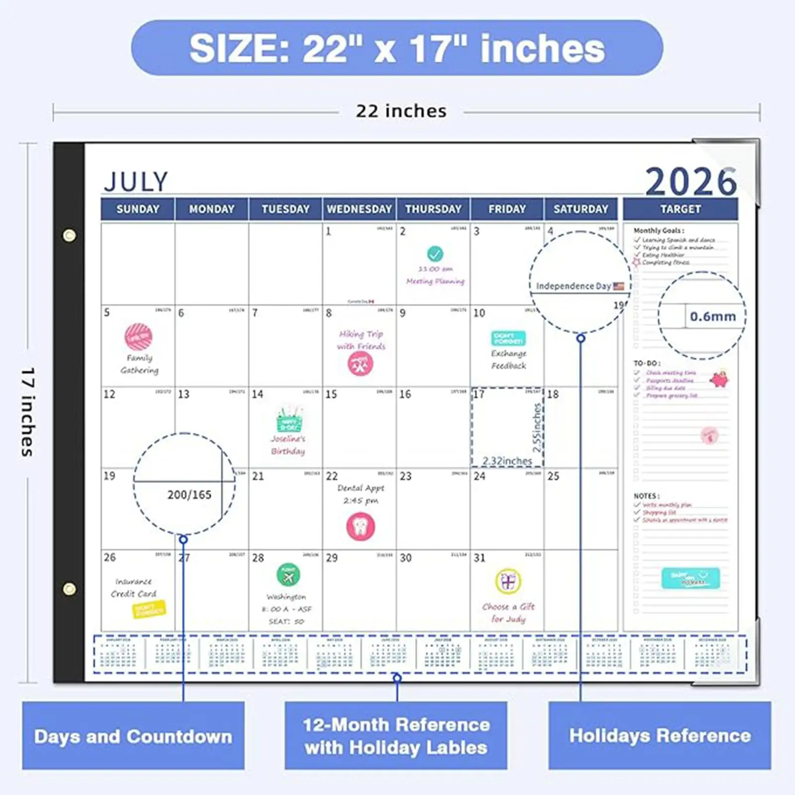 

Large Desk Calendar 2026-2027 18-Month Organizing Planner 18-Month Large Desk Calendar For Home Office Work Dorm Classroom
