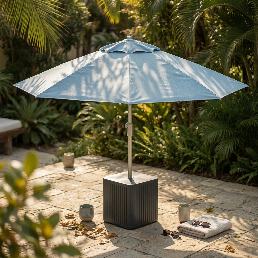 Umbrella Base Table Square Umbrella Stand Table Furniture Long-Lasting Corrosion-Resistant for Homeowners, Poolside, Backyard