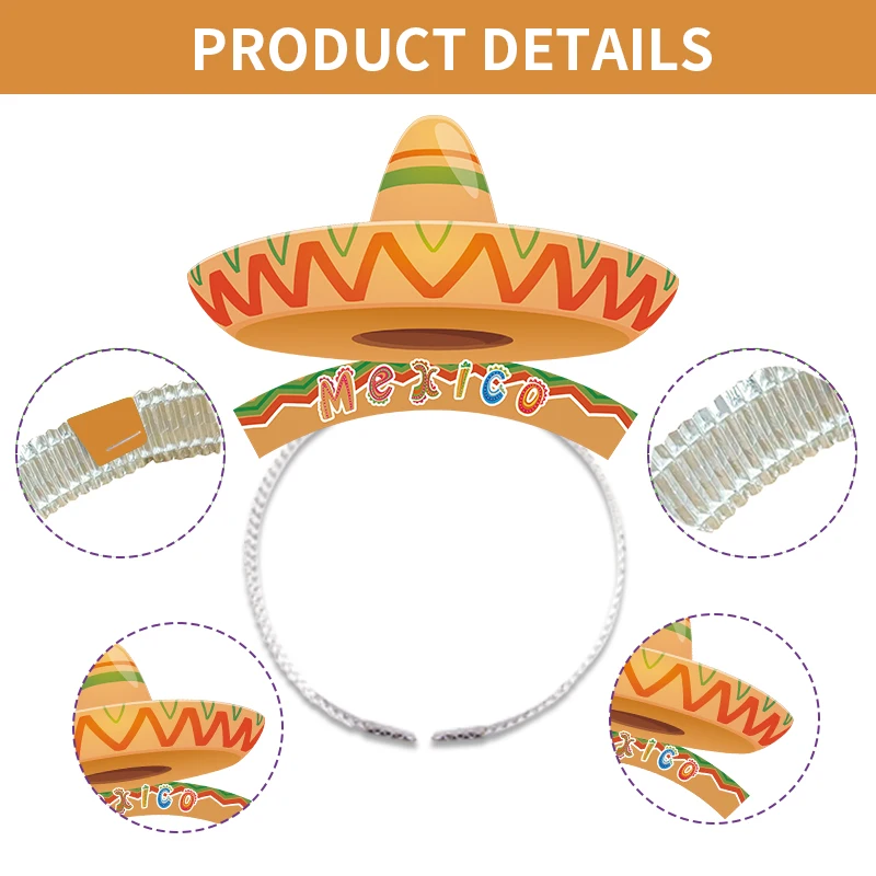 1set Mexican Theme Decorations Headbands Glasses Party Fiesta Eyeglasses Cinco De Mayo Photo Props Party Decor DIY Supplies