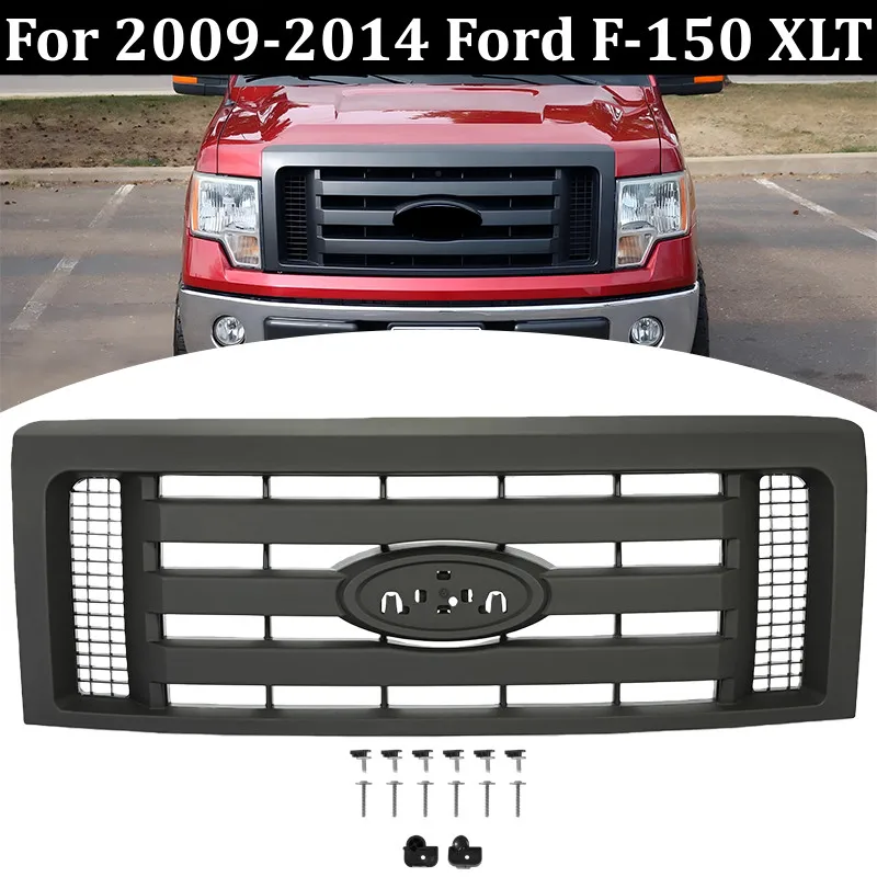 

For Ford F-150 F150 XLT 2009-2014 Matte Black Front Upper Bumper Grille Grill