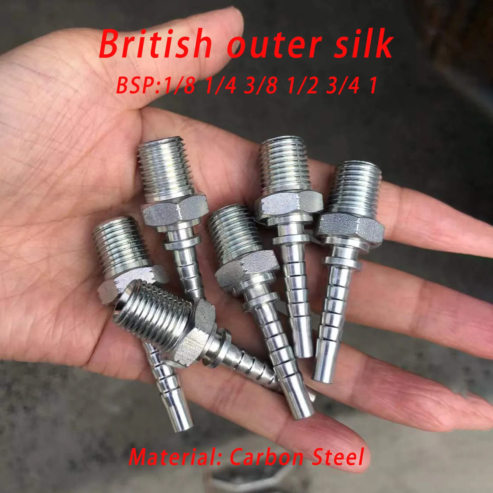 British pipe thread BSP1/8 1/4 3/8 1/2 3/4 1 external thread large hexagonal high-pressure hose crimping hydraulic joint