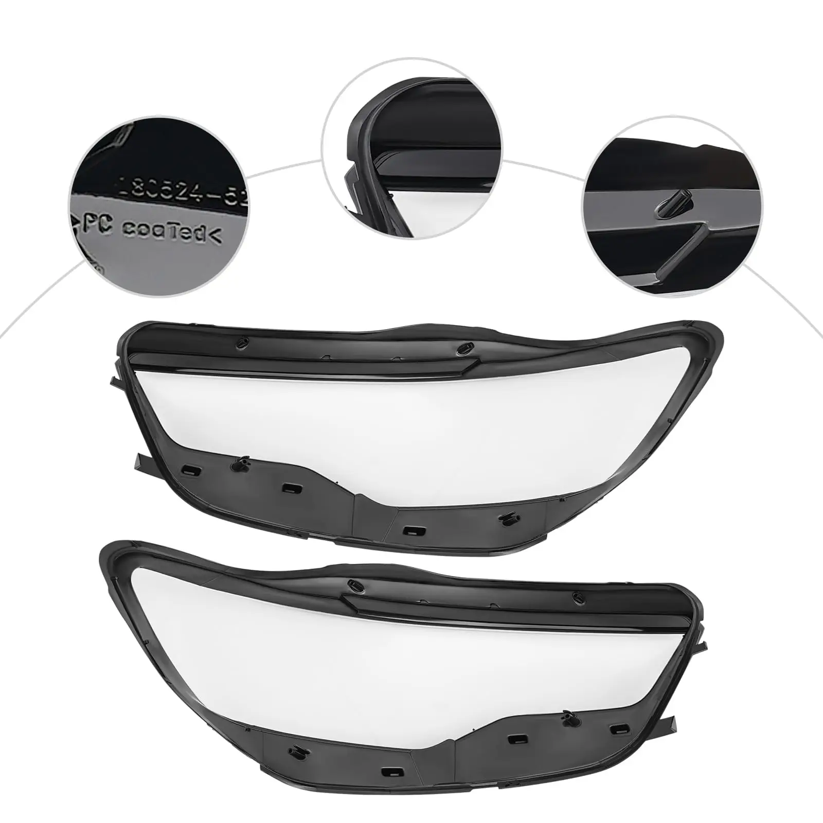 أغطية عدسات المصباح الأمامي حزمة من الجانب الأيسر والأيمن مكونة من قطعتين متوافقة مع 2011 2012 2013 2014 2015Audi A6 C7 غطاء للمصابيح الأمامية الشفافة