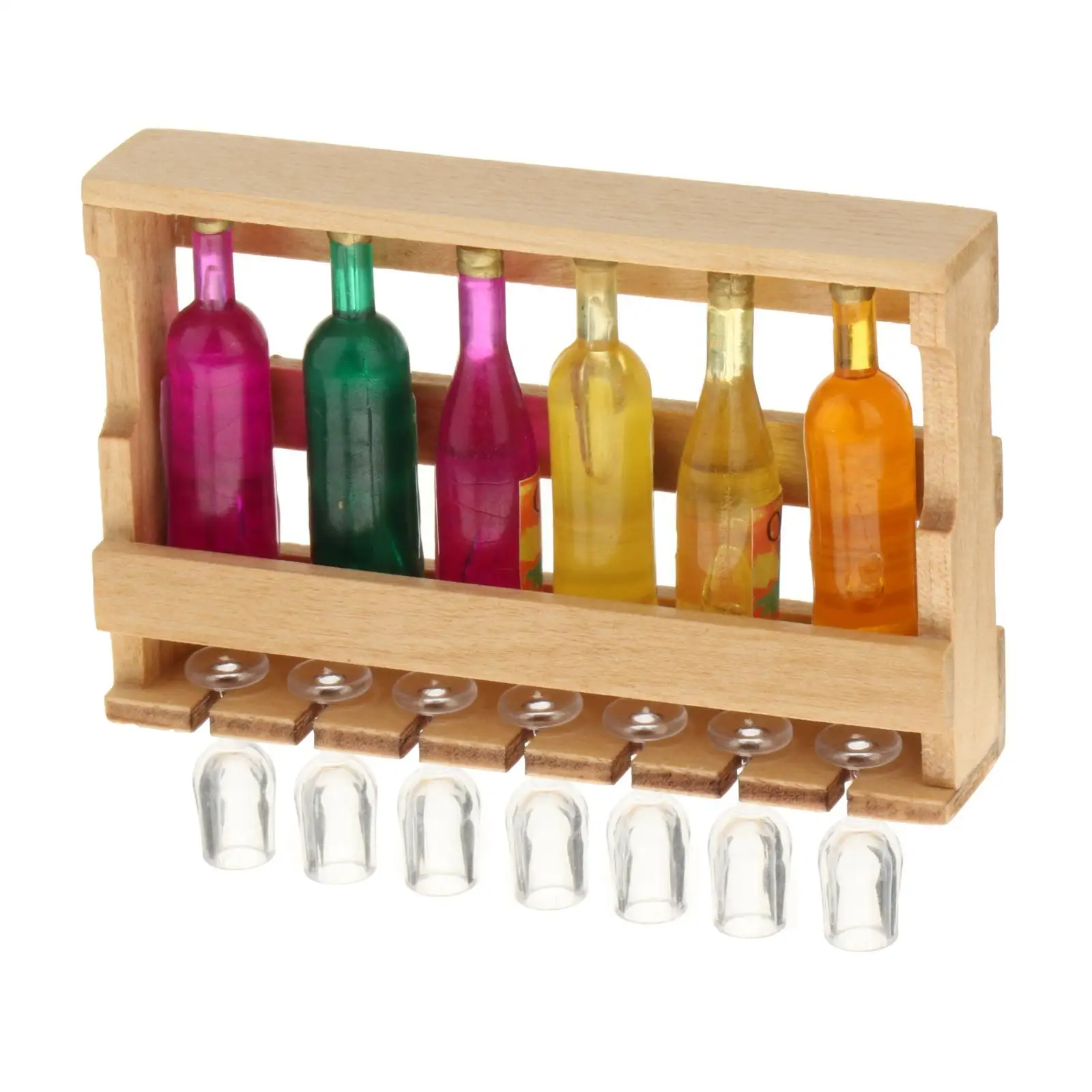 14 Pieces 1/12 Scale Miniature Wine Rack with Bottles and Glass Cup Scenery Supplies Toys for Bar Home Kitchen Decor Accessories