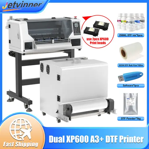 Epson 듀얼 XP600 Prinnt 헤드용 A3+ DTF 프린터 모든 섬유 인쇄용 필름 전사 프린터 T 셔츠 인쇄기 직접