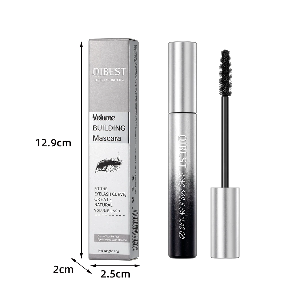 QBEST Mascara Waterproof Lengthens Eyelashes Extension Black Non-smudge Lengthening Volume 5D Silk Fiber Mascara Cosmetics