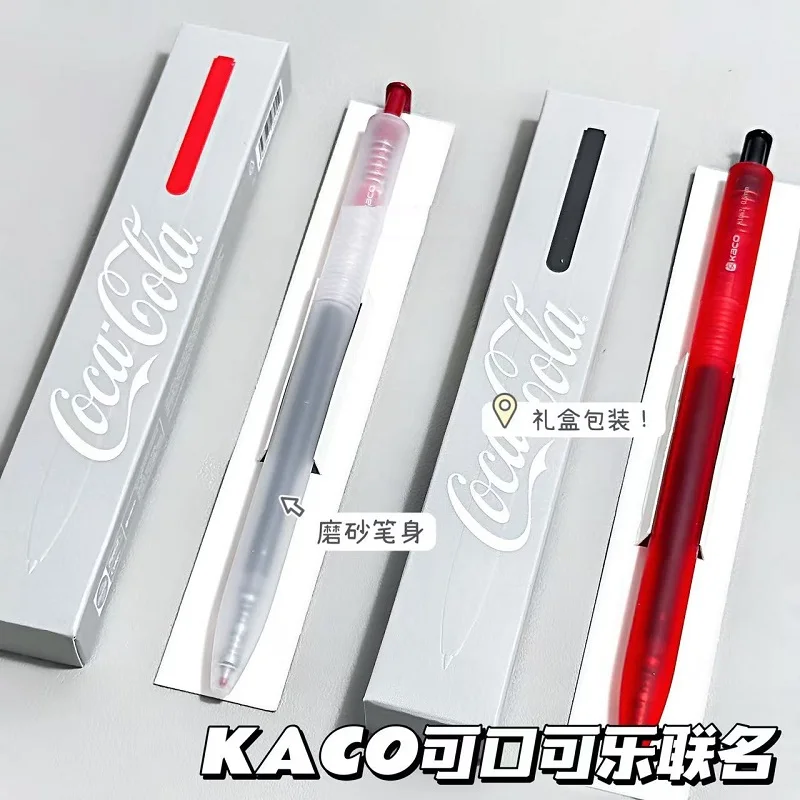 KACO Coca-Cola Co-Branding قابل للسحب هلام القلم شفاف متجمد برميل مشبك معدني التجفيف السريع السلس الكتابة توقيع الأقلام